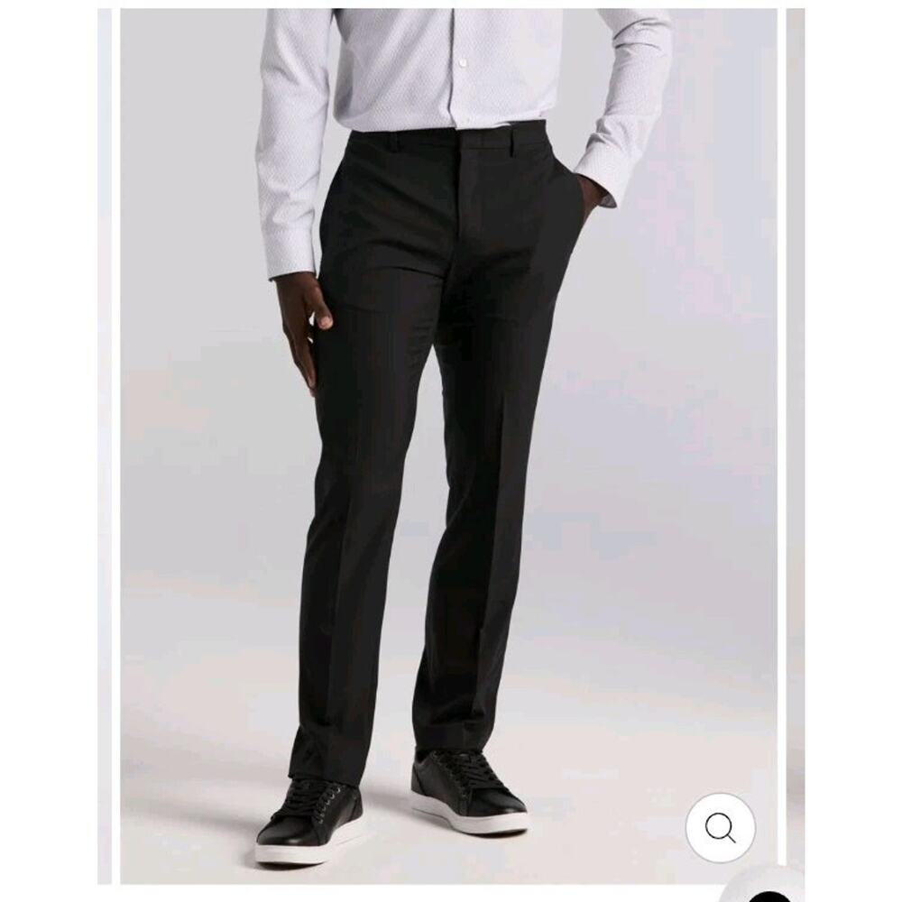 Perry Ellis Portfolio Mens Navy Blue Slim Fit Stretch Pants/Slacks 38x30